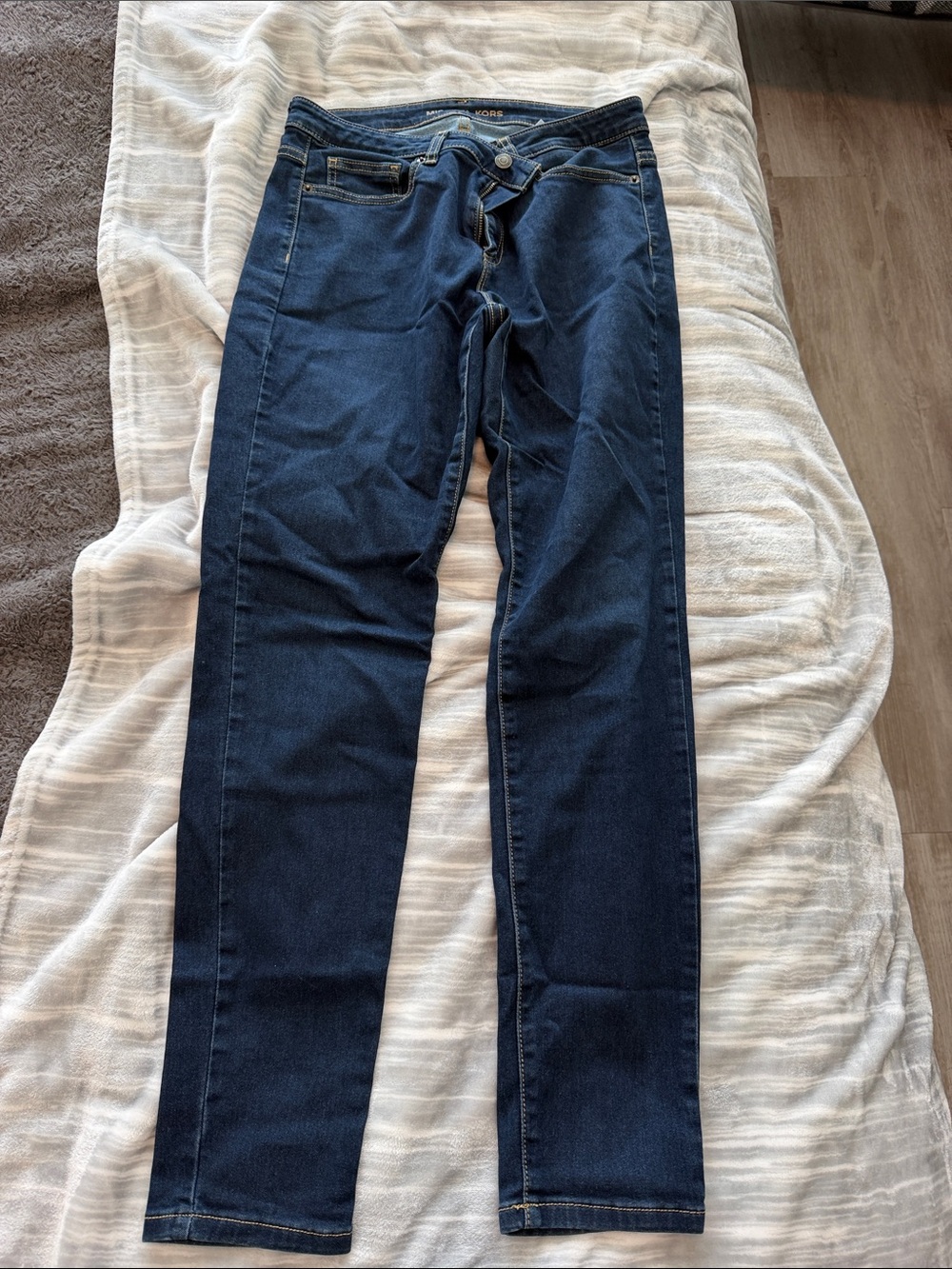 Michael Kors Dark Blue Denim Jeans with Gold Stitching